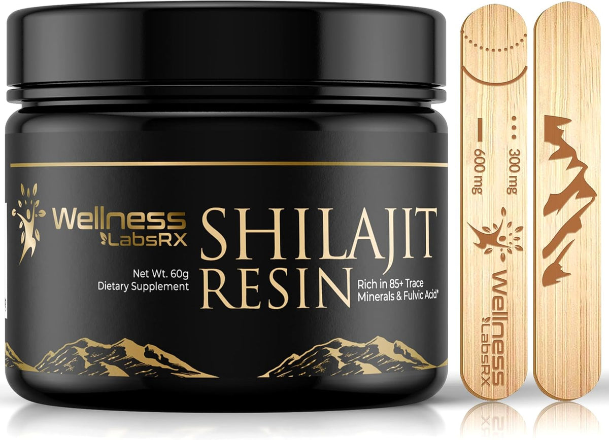 Shilajit Pure Himalayan Organic Shilajit Resin – Himalayan Shilajit Supplement- Maximum Potency and Pure Shilajit for Men, Gold Grade Natural Shilajit with 85+ Trace Minerals and Fulvic Acid – 60g